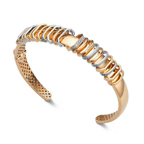 Ювелирное изделие - Браслет жесткий из желтого золота с бриллиантами в магазине Best-Gold 158580