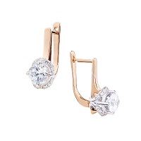 Ювелирное изделие - Серьги из комбинированного золота с фианитами в магазине Best-Gold 006968