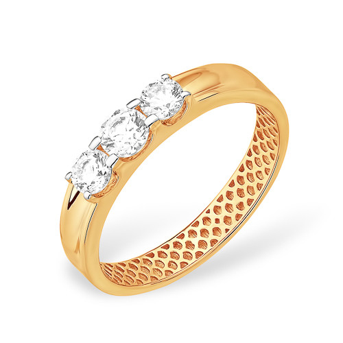 Кольцо из красного золота с фианитами