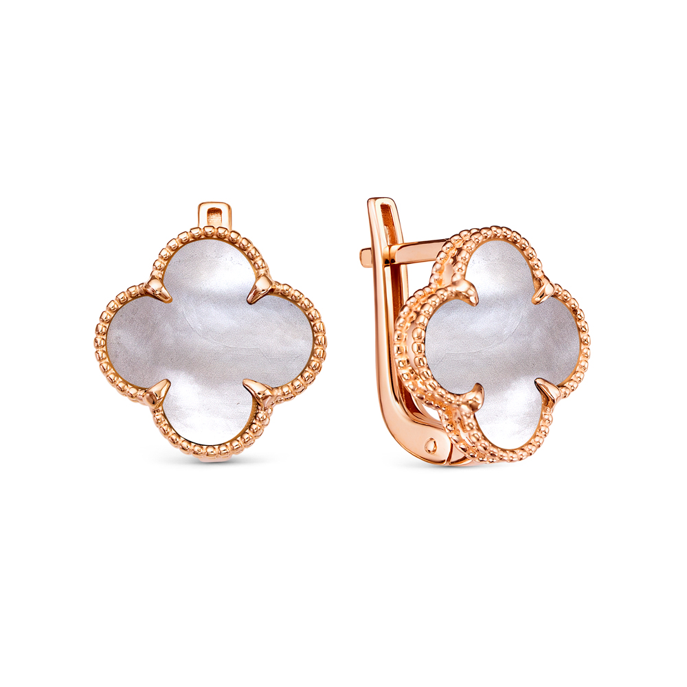 Ювелирное изделие - Серьги из красного золота с перламутром в магазине Best-Gold 149539
