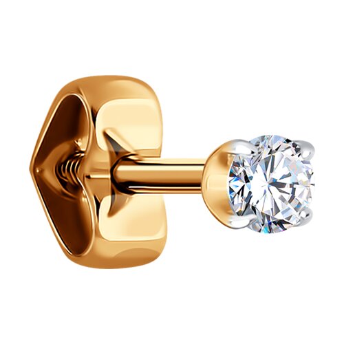 Серьга из красного золота с фианитом